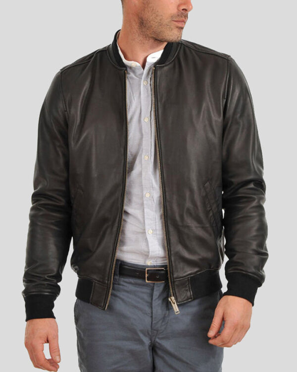 HERA Black Bomber Leather Jacket