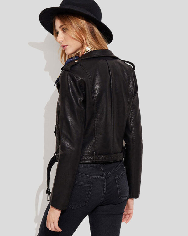 Granya Black Biker Leather Jacket