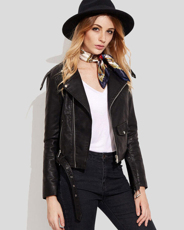 Granya Black Biker Leather Jacket