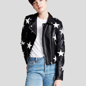 Zaylee Black Biker Star Leather Jacket