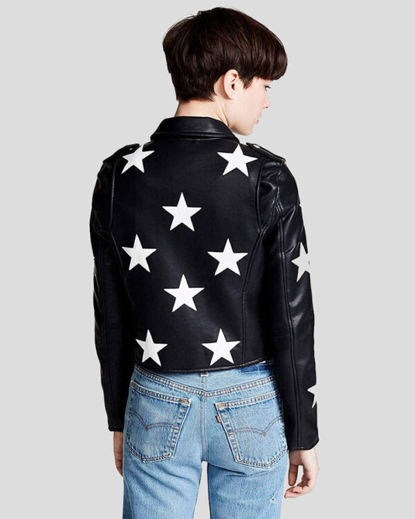 Zaylee Black Biker Star Leather Jacket