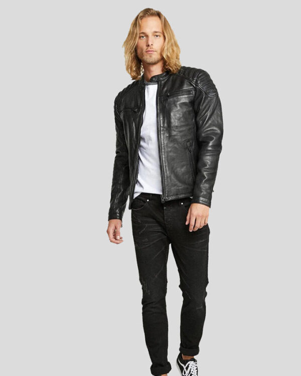 Ardghal Black Biker Leather Jacket