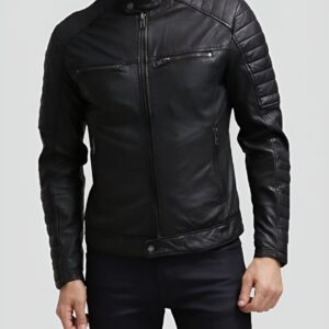 ALEJANDRO Black Leather Racer Jacket