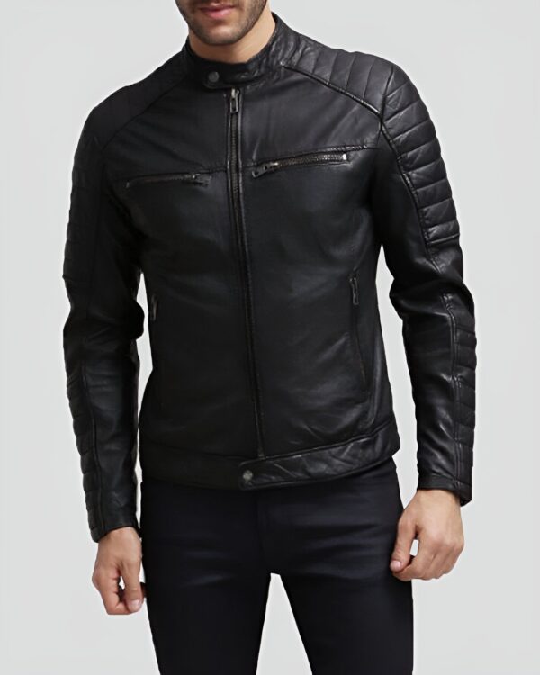 ALEJANDRO Black Leather Racer Jacket