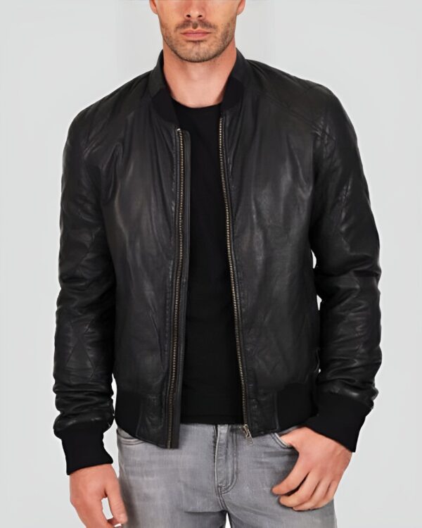 JACK Black Bomber Leather Jacket