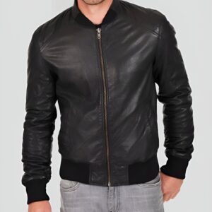 JACK Black Bomber Leather Jacket