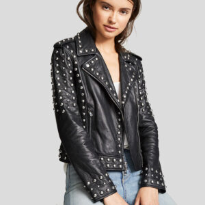 Lizy Black Studded Leather Jacket