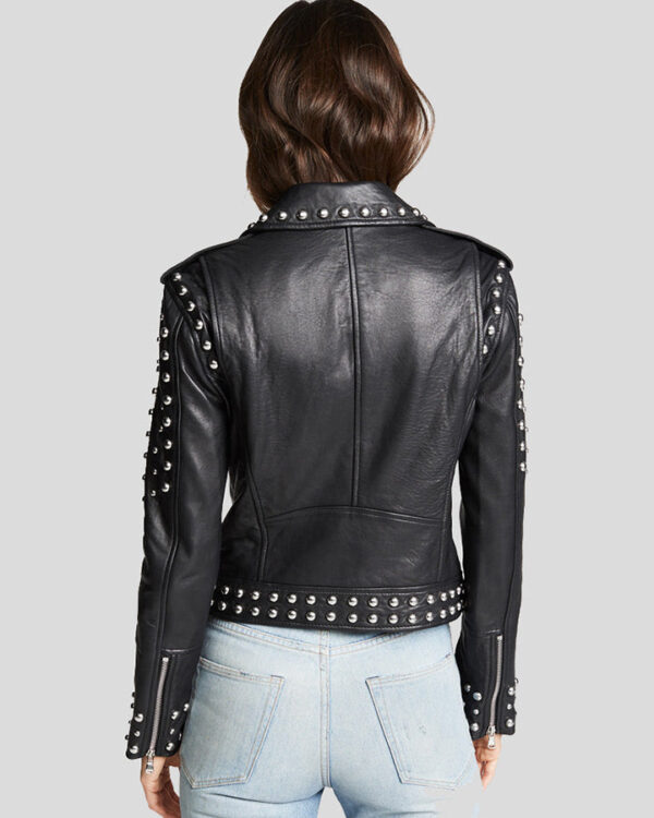 Lizy Black Studded Leather Jacket