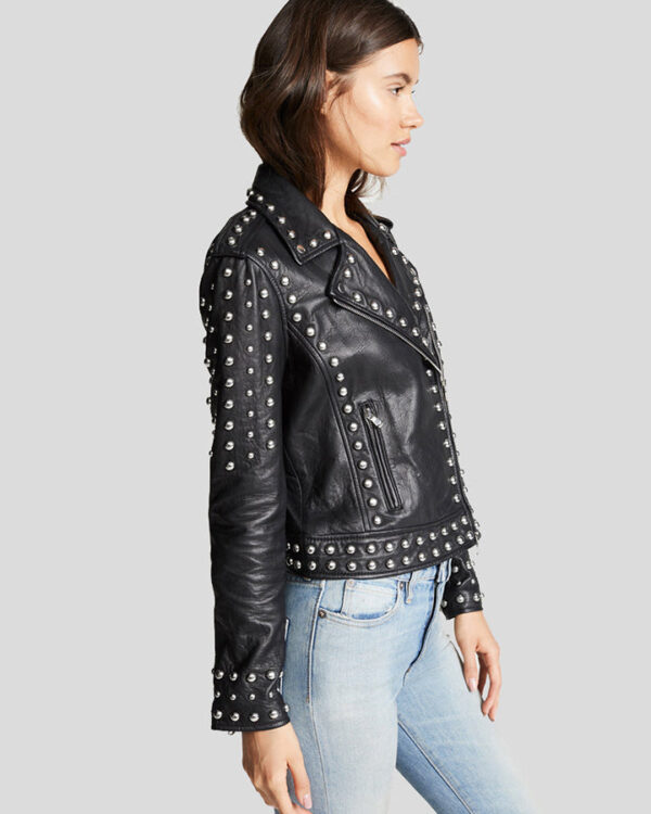 Lizy Black Studded Leather Jacket