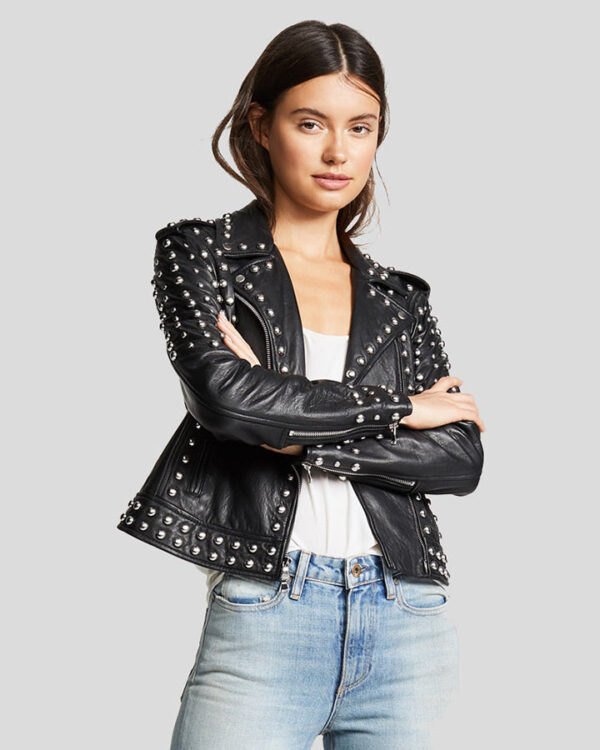 Lizy Black Studded Leather Jacket