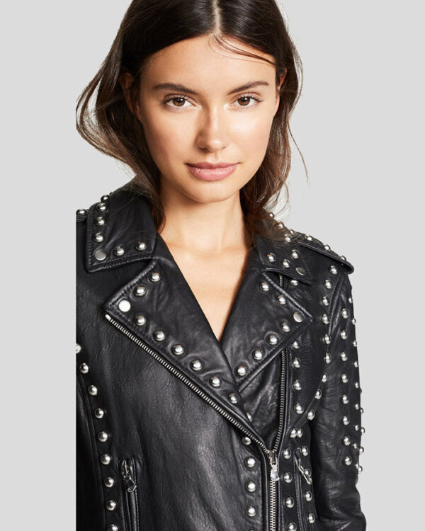 Lizy Black Studded Leather Jacket